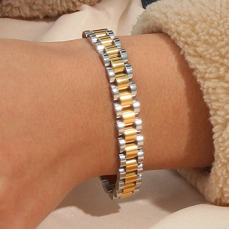 Large bracelet à maillons | Or & Argent Design bicolore