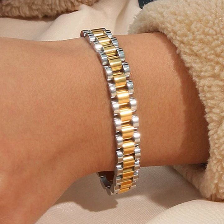 Large bracelet à maillons | Or & Argent Design bicolore