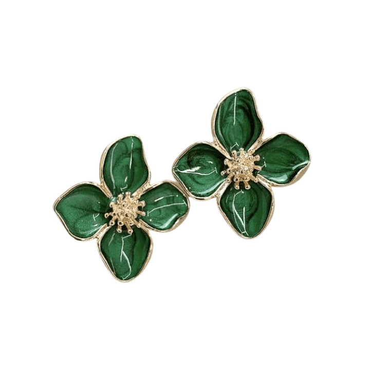 Boucles d'oreilles avec fleur | Or plaqué 14k