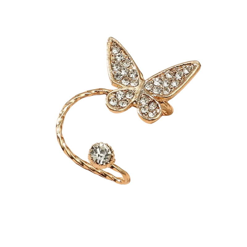 Boucles d'oreilles Papillon en Cristal | Or 14 carats plaqué