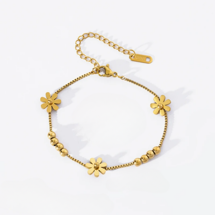 Bracelet Fleur Éclatante | Or Doré 14k