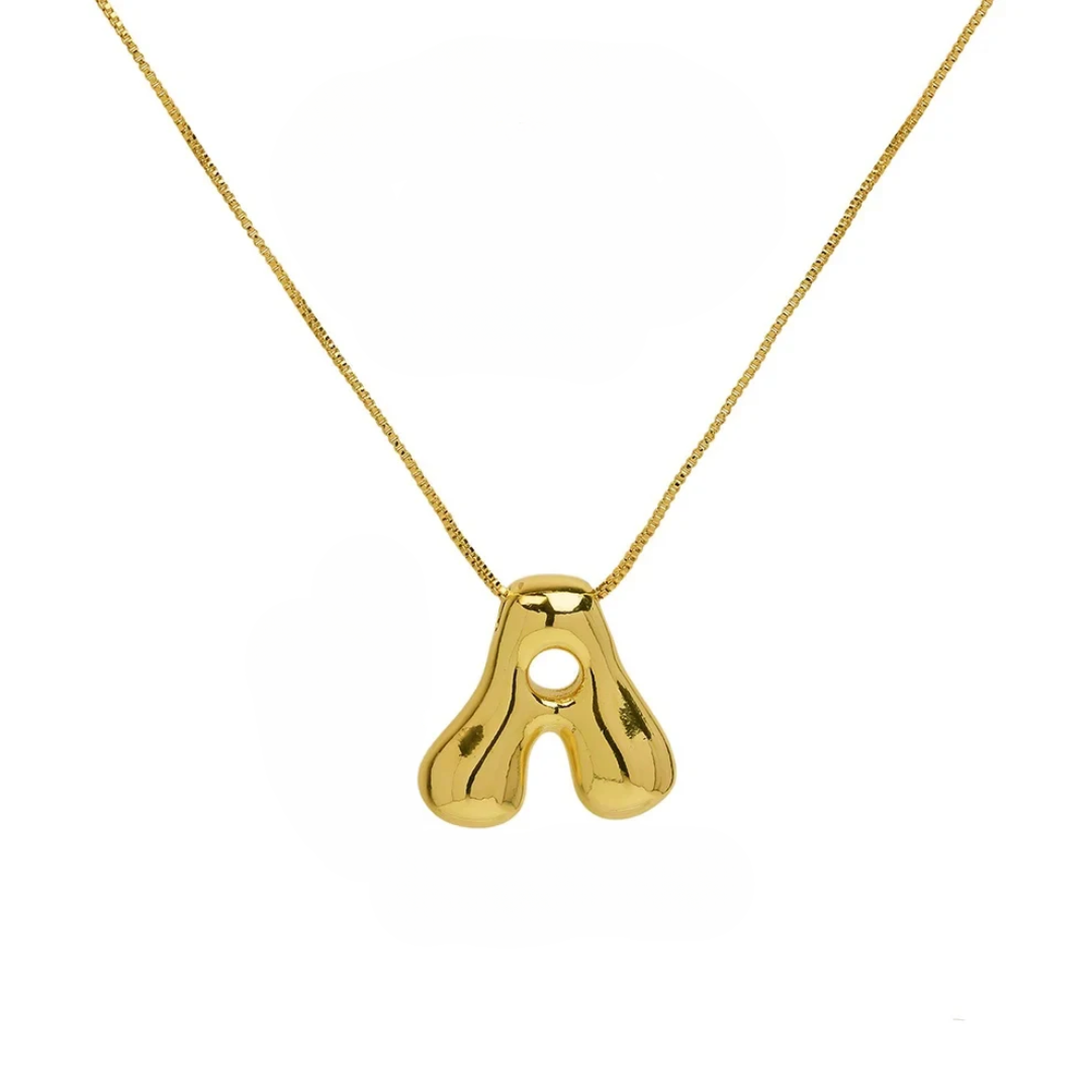 Ketting met Bubbelletter | 14k Verguld Goud