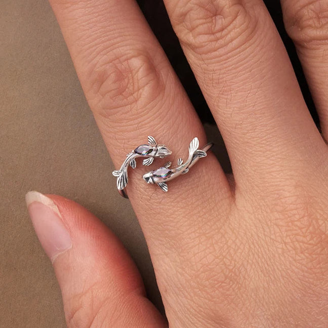 Bague Carpe Argentée | Argent Sterling, Bague Fantaisie Ajustable et Originale