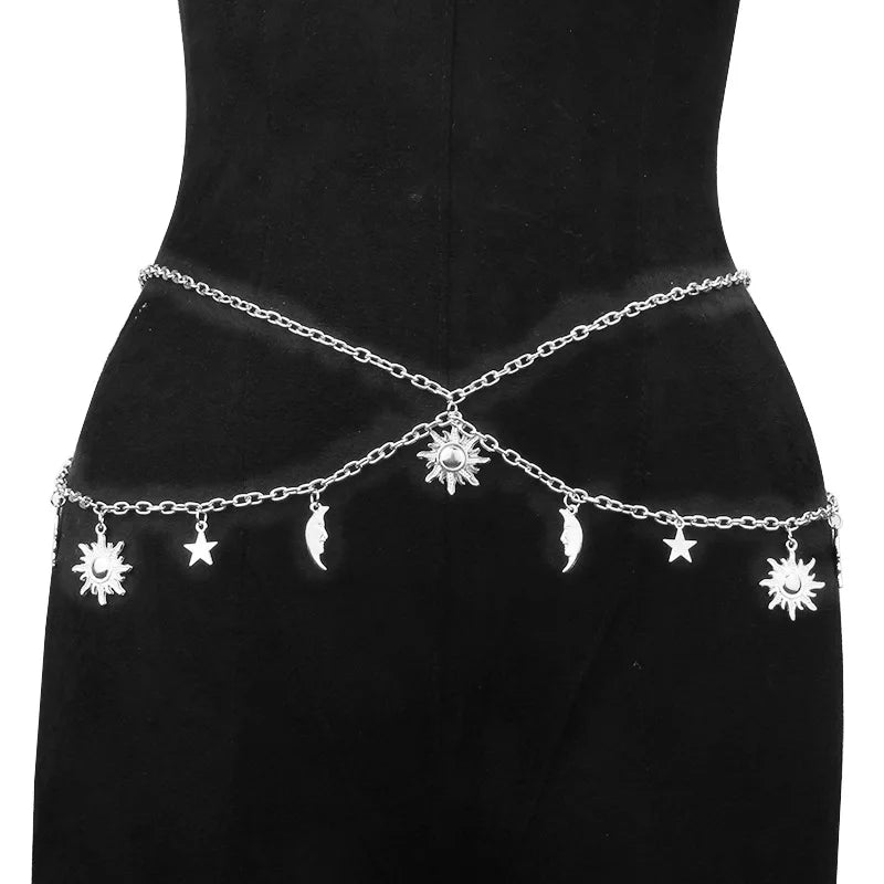 Sun & Moon Taille Sieraad | 14K Verguld Goud – Spirituele Hip Belt met Zon & Maan