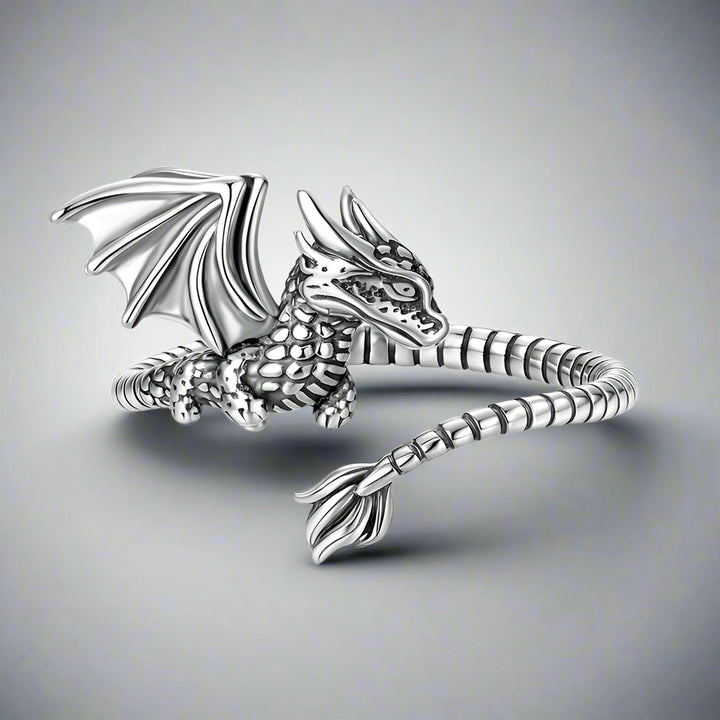 Bague du Cavalier de Dragons | 925 Argent Sterling, Bague Fantaisie Statement