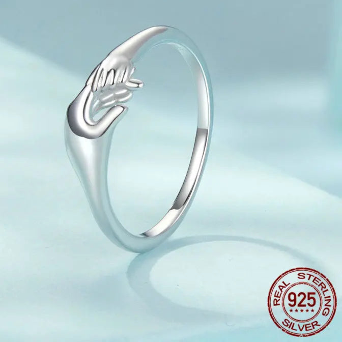 Prends Ma Main Bague | Mère & Fille, Argent Sterling, Bijou Symbolique