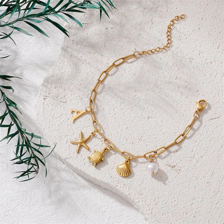 Bracelet personnalisé avec initiale | Or plaqué 14K