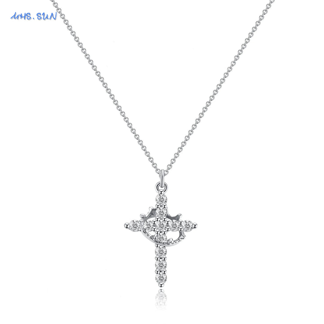Collier Croix et Couronne | Or 14K Plaqué, Bijou Symbolique et de Luxe