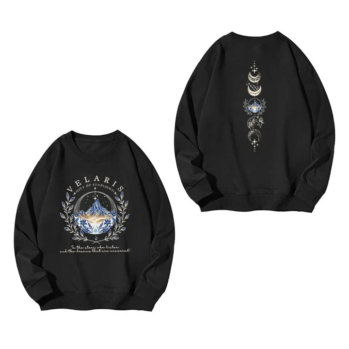 Velaris ACOTAR Sweatshirt Velaris City of Starlight Front and Back Print SJM Hoodie Night Court Sarah J Mass Crewneck Sweatshirt