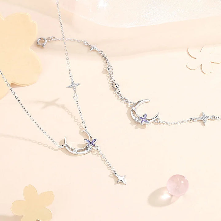 Bracelet Papillon Lune Argentée | Argent Sterling, Bracelet Fantaisie Réglable