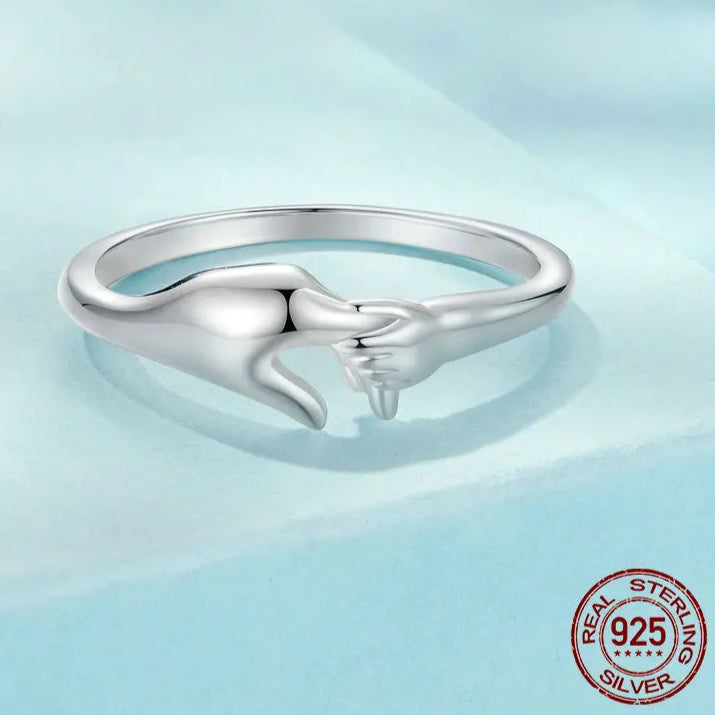 Prends Ma Main Bague | Mère & Fille, Argent Sterling, Bijou Symbolique