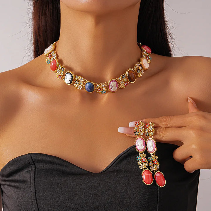 Ensemble de bijoux style baroque | Collier, bracelet et boucles d'oreilles, luxe et élégant