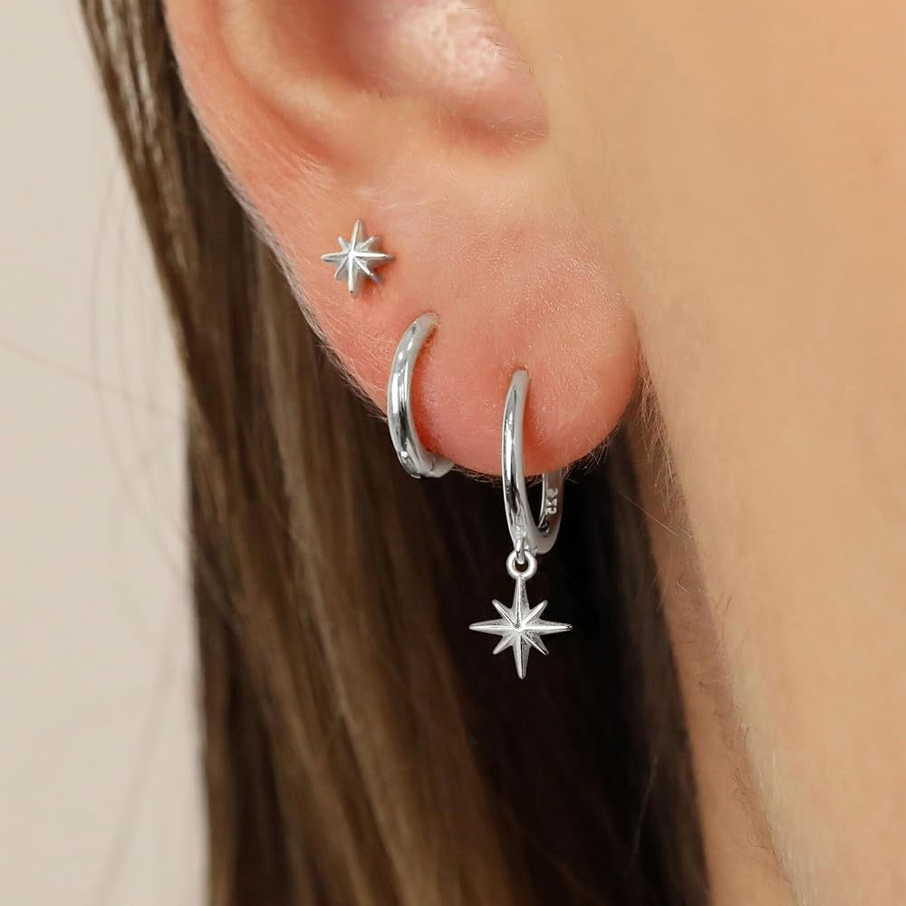 Hangende Ster Oorbellen Set | 18K Verguld Goud, Luxe Sieraad voor Dames