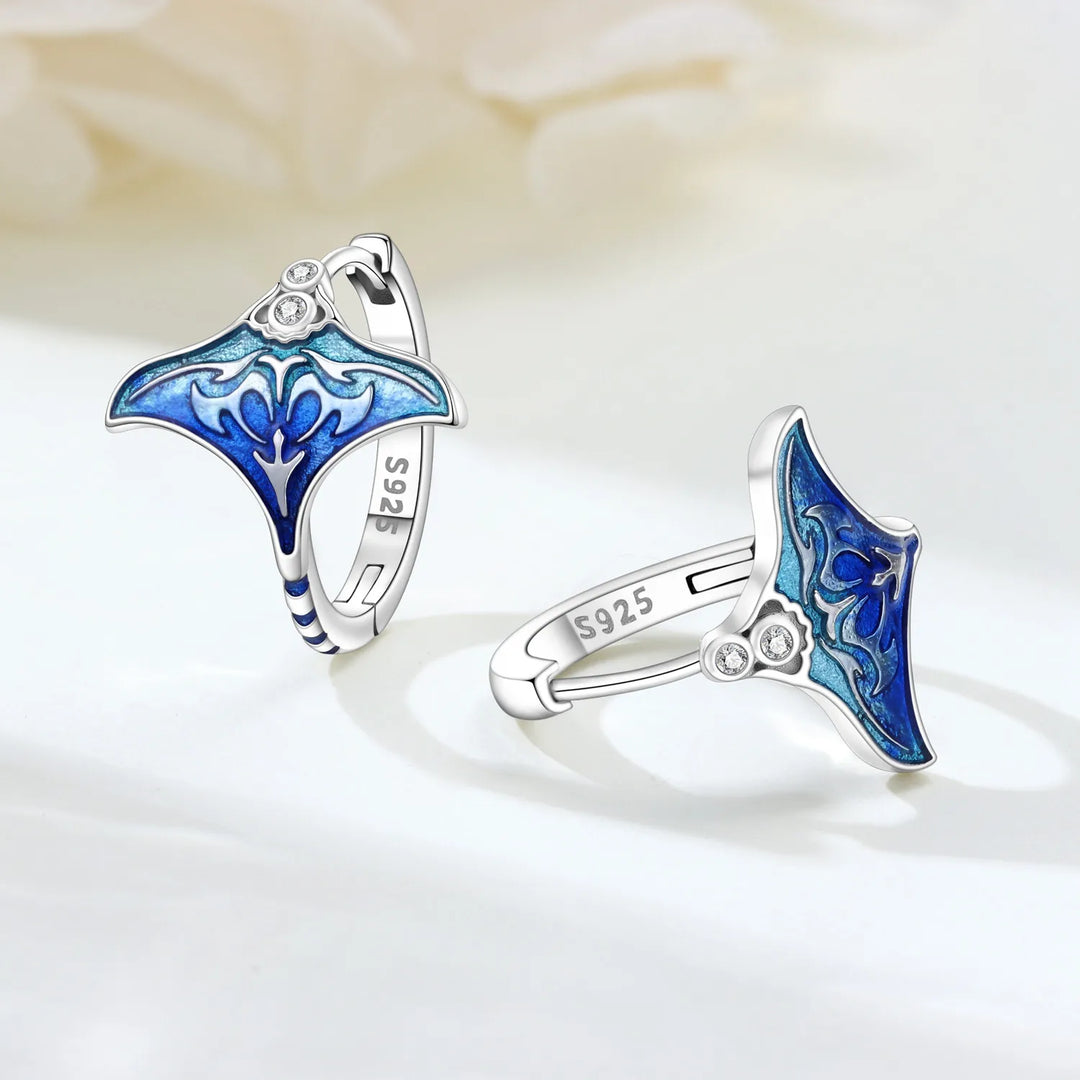 Boucles d'oreilles Raie Argentée | Argent Sterling, Bijou Fantaisie Unique