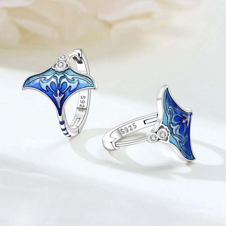 Boucles d'oreilles Raie Argentée | Argent Sterling, Bijou Fantaisie Unique