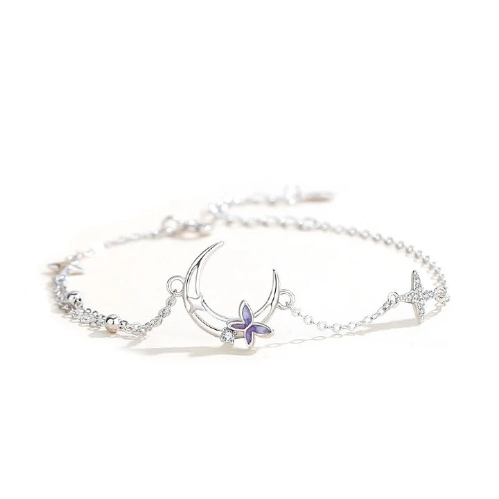 Bracelet Papillon Lune Argentée | Argent Sterling, Bracelet Fantaisie Réglable