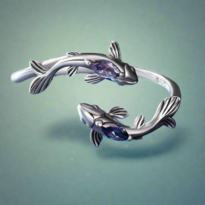 Bague Carpe Argentée | Argent Sterling, Bague Fantaisie Ajustable et Originale