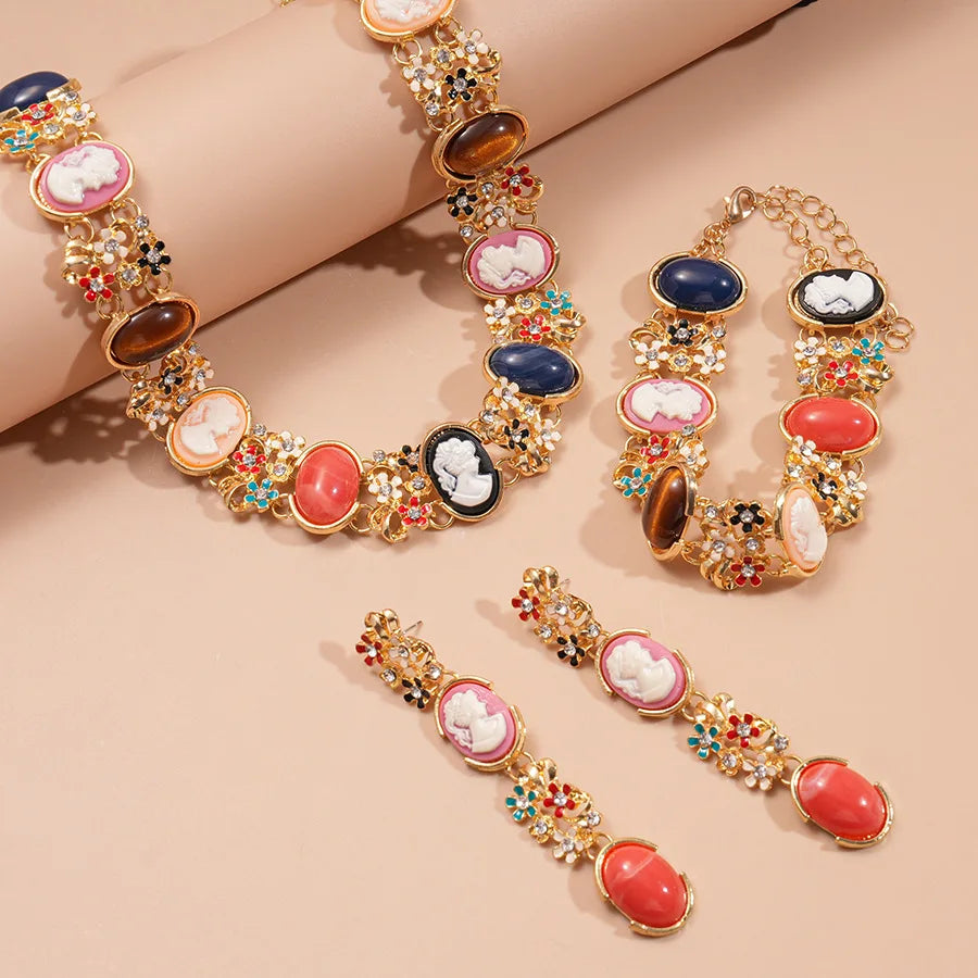 Ensemble de bijoux style baroque | Collier, bracelet et boucles d'oreilles, luxe et élégant