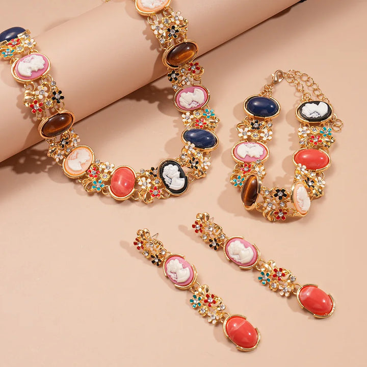 Ensemble de bijoux style baroque | Collier, bracelet et boucles d'oreilles, luxe et élégant