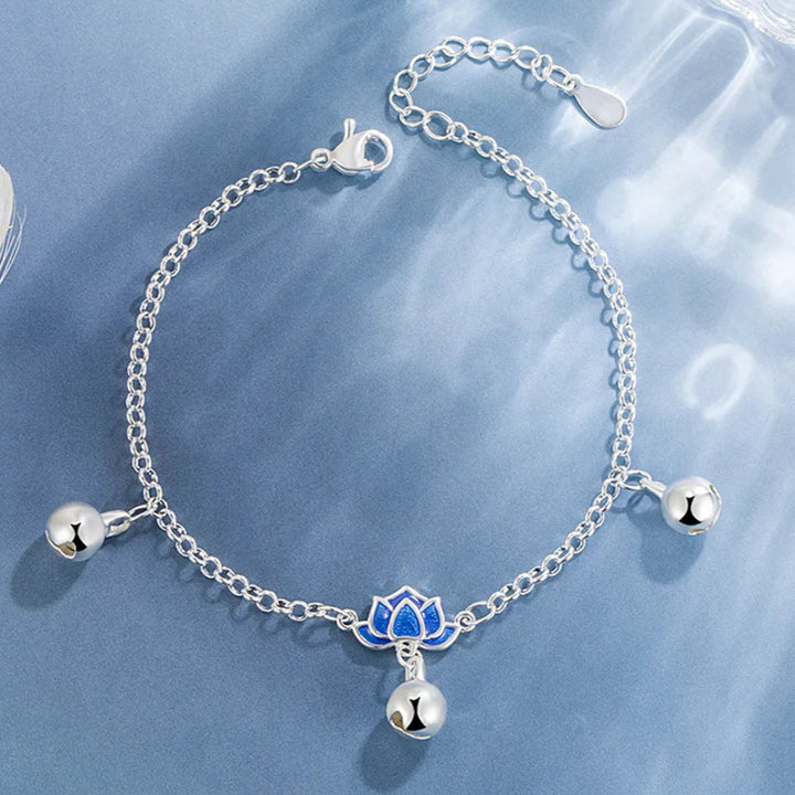 Bracelet Lotus Argenté | Argent Sterling, Réglable, Bijou Spirituel