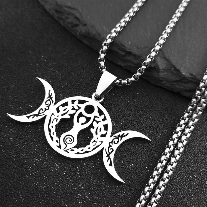 Collier Hécate Triple Lune | Argent Sterling, Bijou Mystique et Spirituel