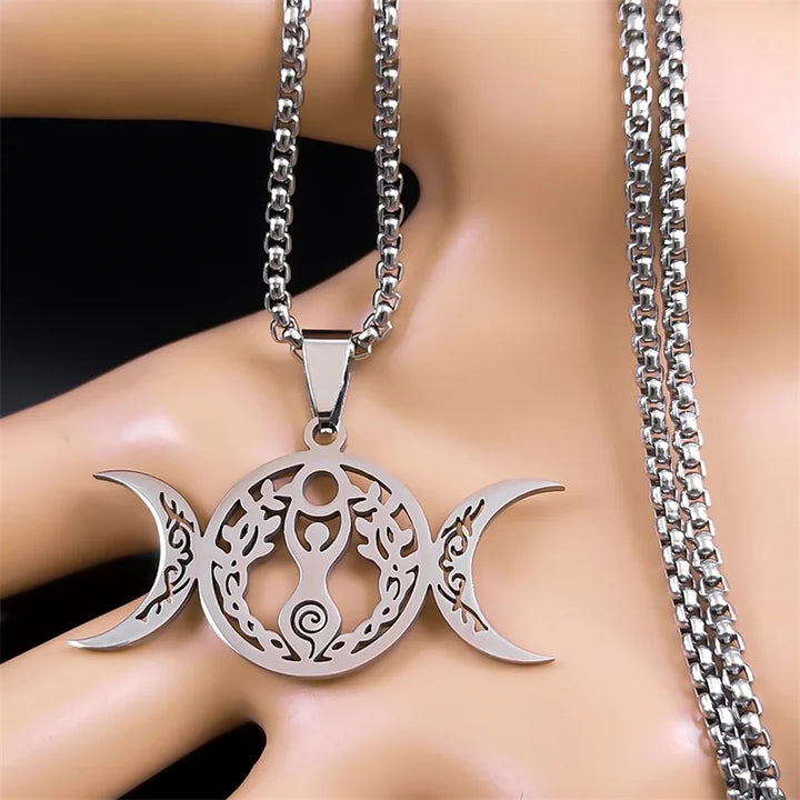 Collier Hécate Triple Lune | Argent Sterling, Bijou Mystique et Spirituel