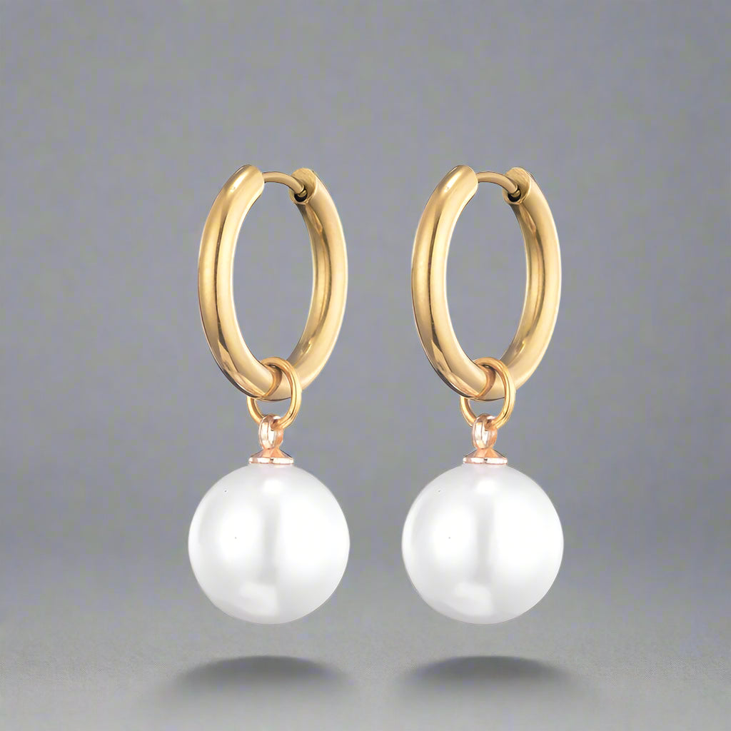 Moderne boucles d'oreilles en perles | Or plaqué 14K, élégant et stylé