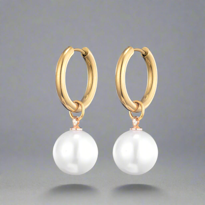 Moderne boucles d'oreilles en perles | Or plaqué 14K, élégant et stylé