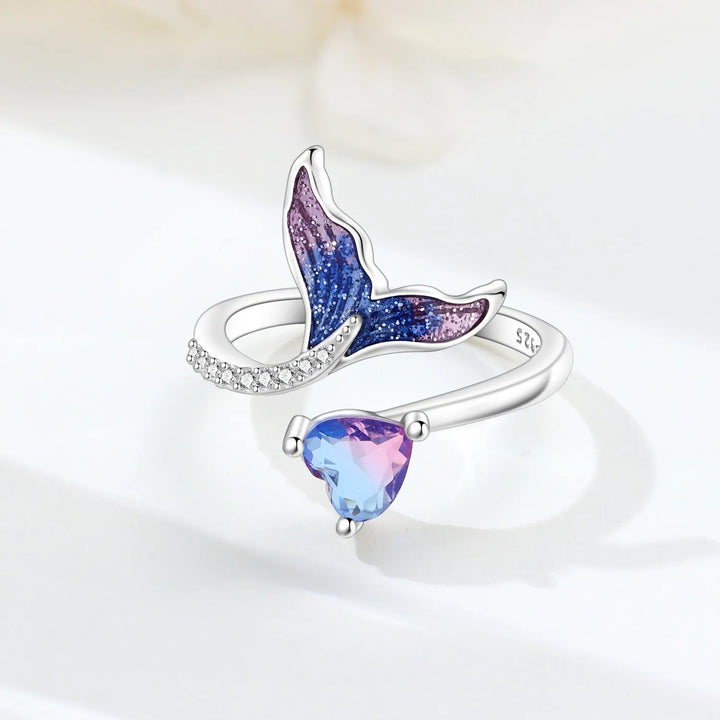 Bague Sirène | Argent Sterling, Bague Fantaisie Ajustable Statement