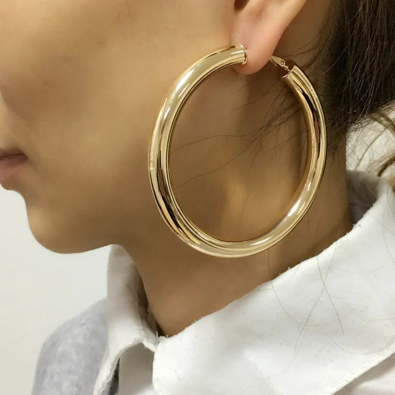 Oversized Earring Hoops | Plated 14k Gold