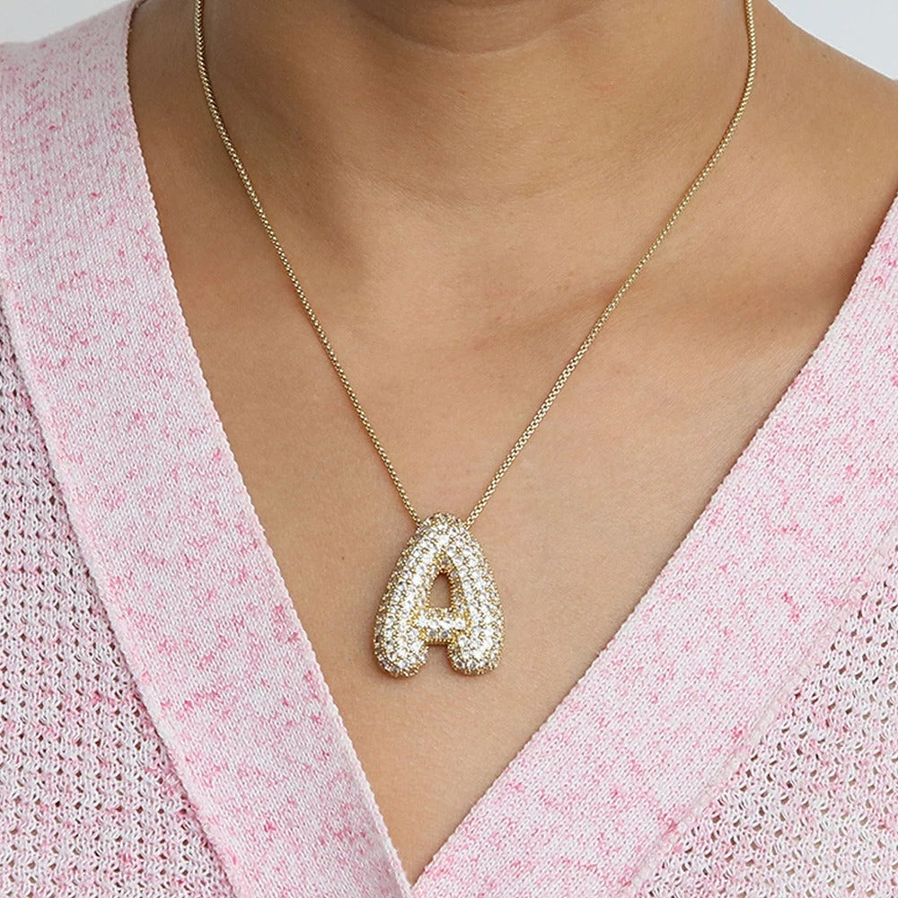 Personalizable Golden Initial Balloon Necklace