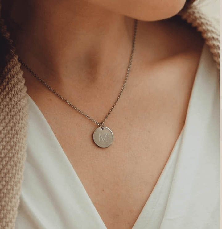 Gepersonaliseerde Munt Ketting met Initiaal | 925 Sterling Zilver