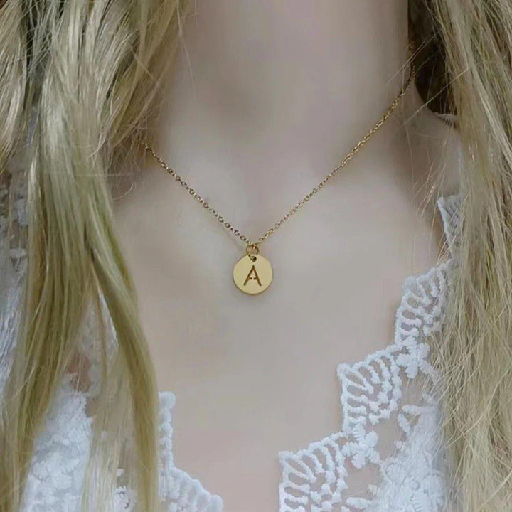 Gepersonaliseerde Munt Ketting met Initiaal | 14 Verguld Goud