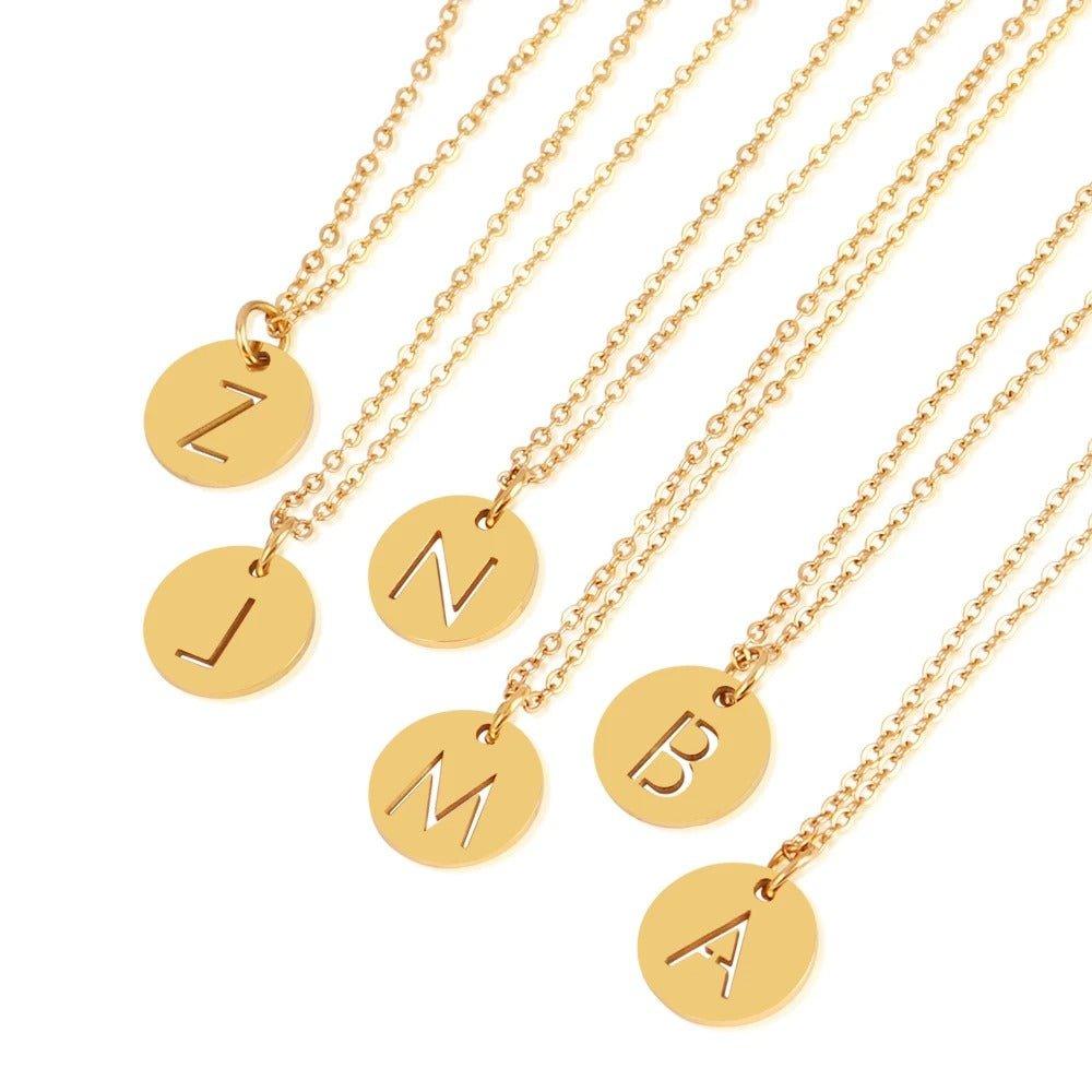 Gepersonaliseerde Munt Ketting met Initiaal | 14 Verguld Goud