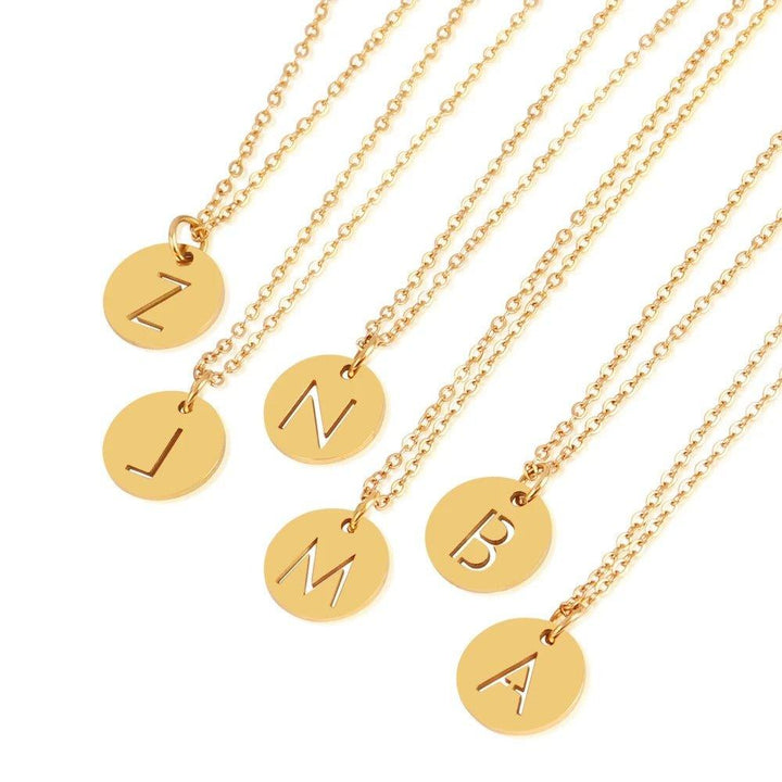 Gepersonaliseerde Munt Ketting met Initiaal | 14 Verguld Goud