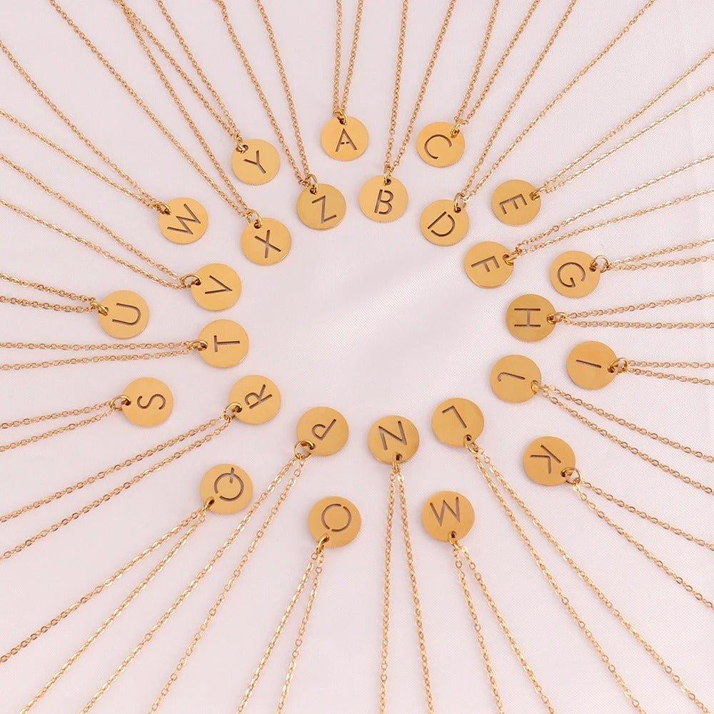Gepersonaliseerde Munt Ketting met Initiaal | 14 Verguld Goud
