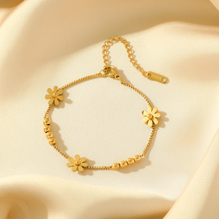 Bracelet Fleur Éclatante | Or Doré 14k