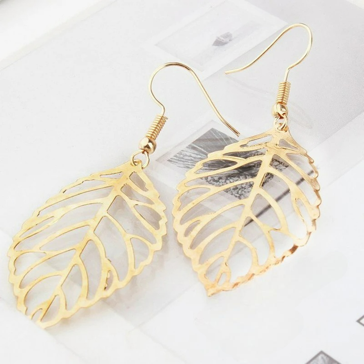 Boucles d'oreilles élégantes en feuilles de laurier | Or plaqué 14K ou argent sterling 925