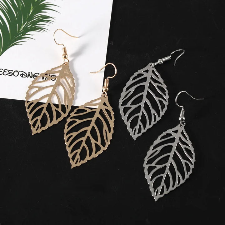 Boucles d'oreilles élégantes en feuilles de laurier | Or plaqué 14K ou argent sterling 925