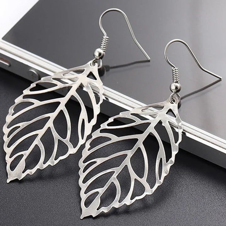 Boucles d'oreilles élégantes en feuilles de laurier | Or plaqué 14K ou argent sterling 925