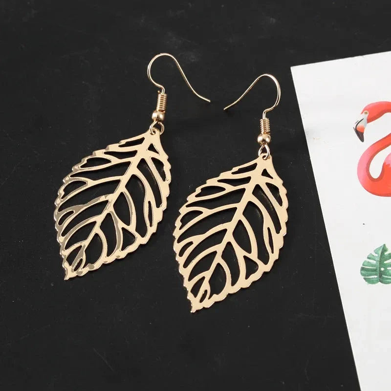 Boucles d'oreilles élégantes en feuilles de laurier | Or plaqué 14K ou argent sterling 925