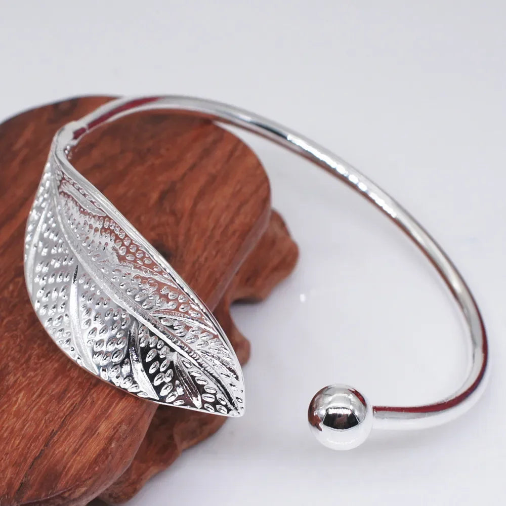 Bracelet Feuille de Laurier | Bijou d'automne en argent sterling 925