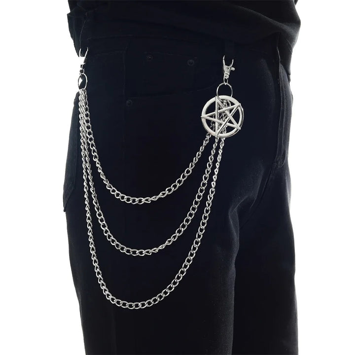 Jeans Chain Ketting Voor Broek Pentagram Maan Punk