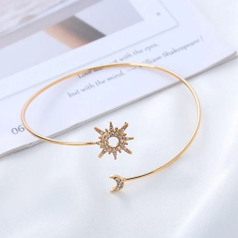 Arm Bracelet Sun & Moon | Plated 14k Gold