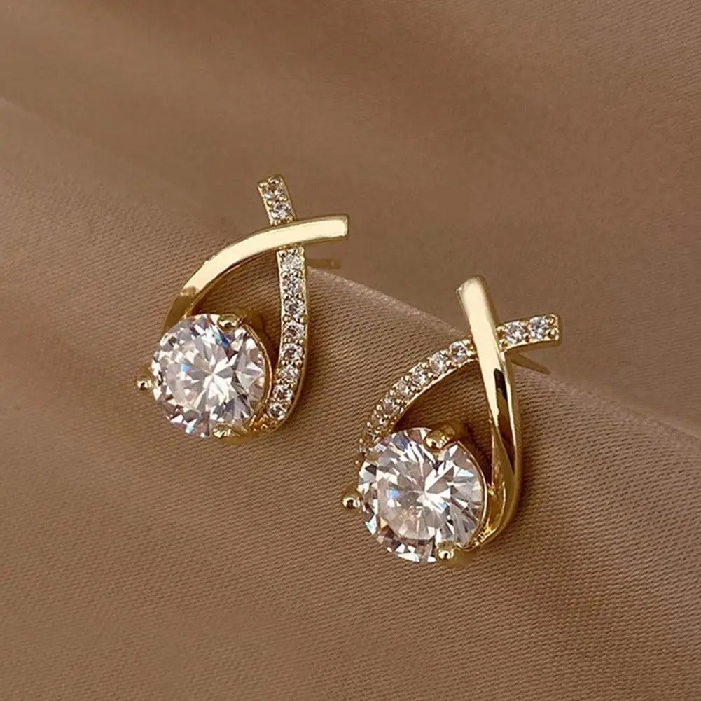 Crystal Cross Stud Earrings