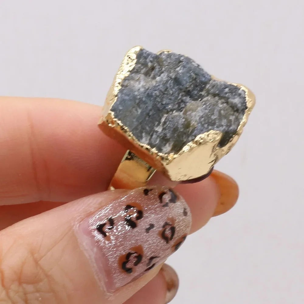 Helende Natuursteen Ring | 14K Verguld Goud & 925 Sterling Zilver