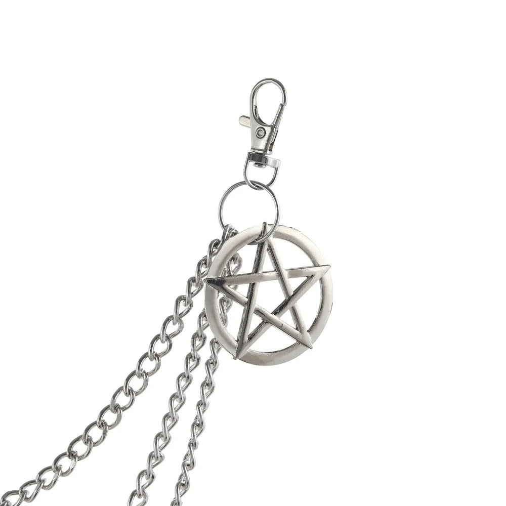 Jeans Chain Ketting Voor Broek Pentagram Maan Punk