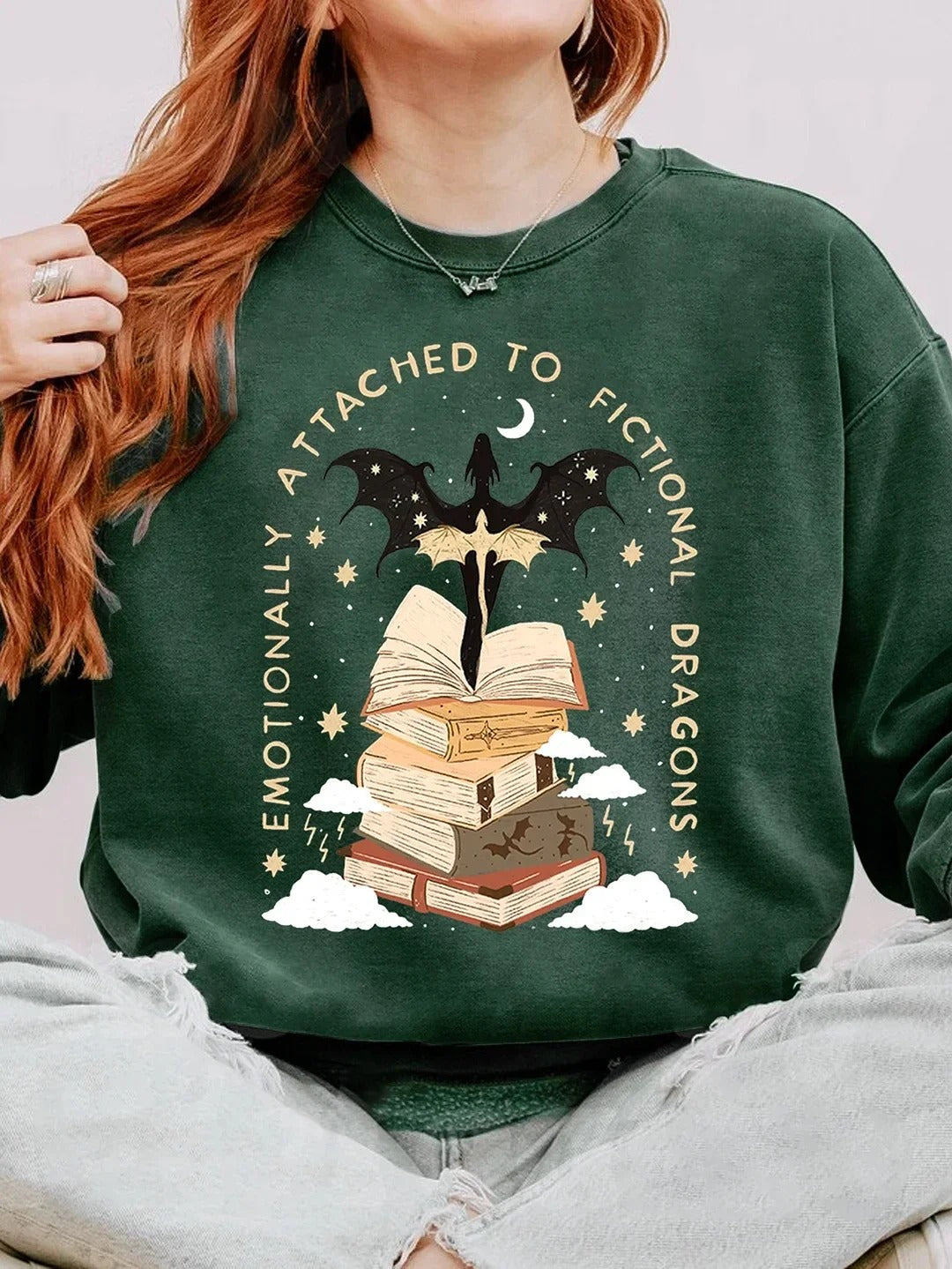 Fourth Wing Sweatshirt Emotionally Attached To Fictional Dragons