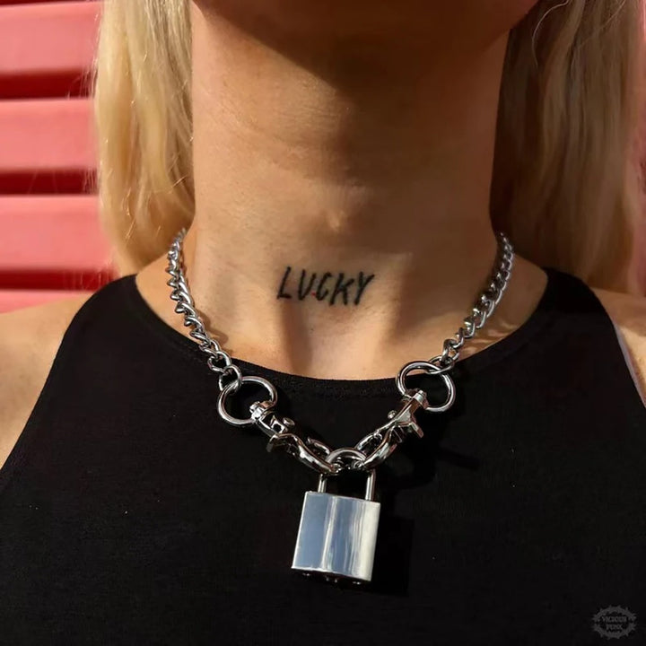 Lock Chocker Necklace Punk