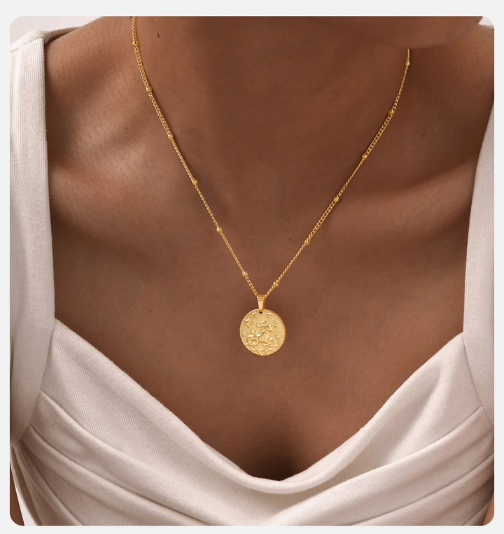 Collana con Medaglione con Costellazione | Oro Placcato 14k